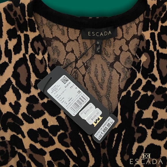 ESCADA **NWT** Delotta Cheetah Print Midi Dress In Fantasy - Picture 10 of 11